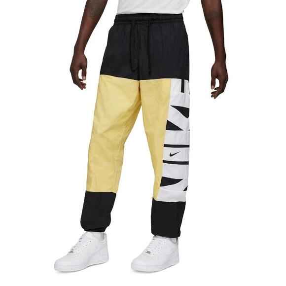 Nike Men's Starting Five Dri-Fit Basketball Black Gold Swishy Sweat Pants Size M - Picture 1 of 8